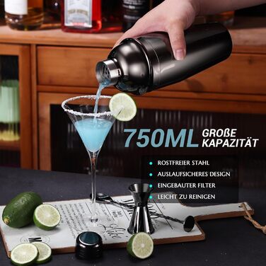 Набір для коктейлів 12 предметів чорний Lebarstor