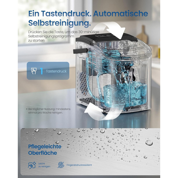 Ледогенератор для дома и путешествий 9 кубиков за 6 минут серебристо-серый SONGMICS