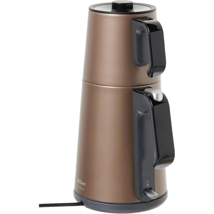 Електричний турецький чайник, 2200 Вт, чайник 3,5 л, скляний чайник 1,2 л, нержавіюча сталь, інтелектуальний контроль температури, захист від кипіння (стандартний rn ls, Toprak)