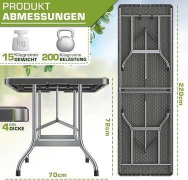 Складной садовый стол 180x75 см tillvex