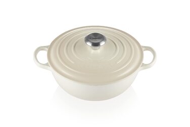 Чавунна каструля Le Creuset Signature La Marmite, 24 см, 4,1 л, колір Meringue (підходить для всіх типів плит, включаючи індукційні)