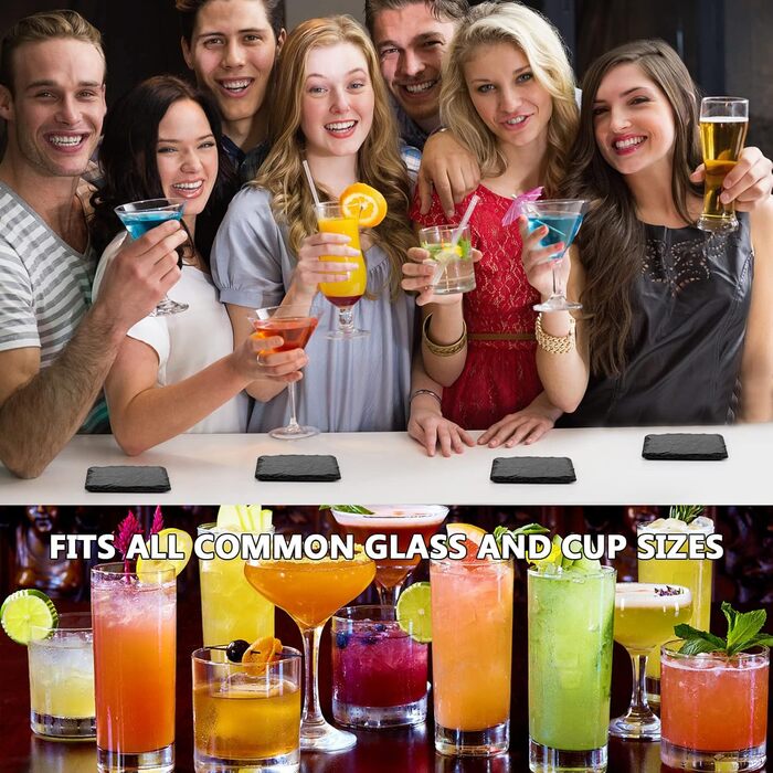 Набір квадратних підставок із натурального сланцю 60 шт AFOROEOA