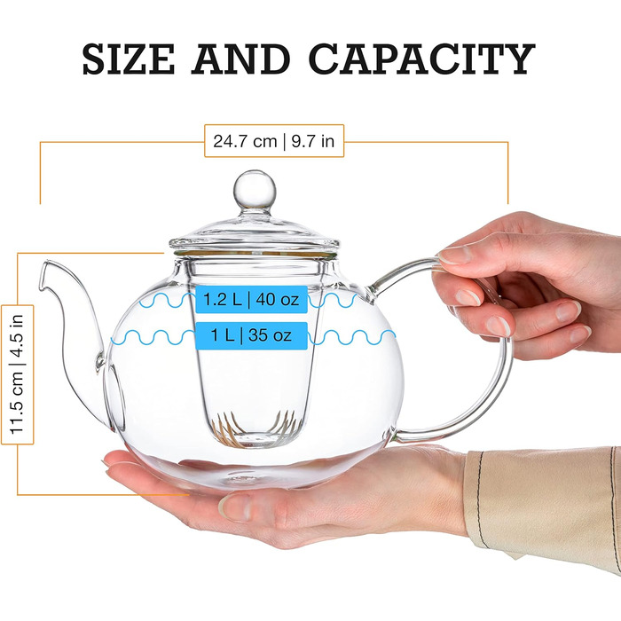 Стеклянный чайник со вставкой сетчатого фильтра и крышкой, Kitchen Kite
