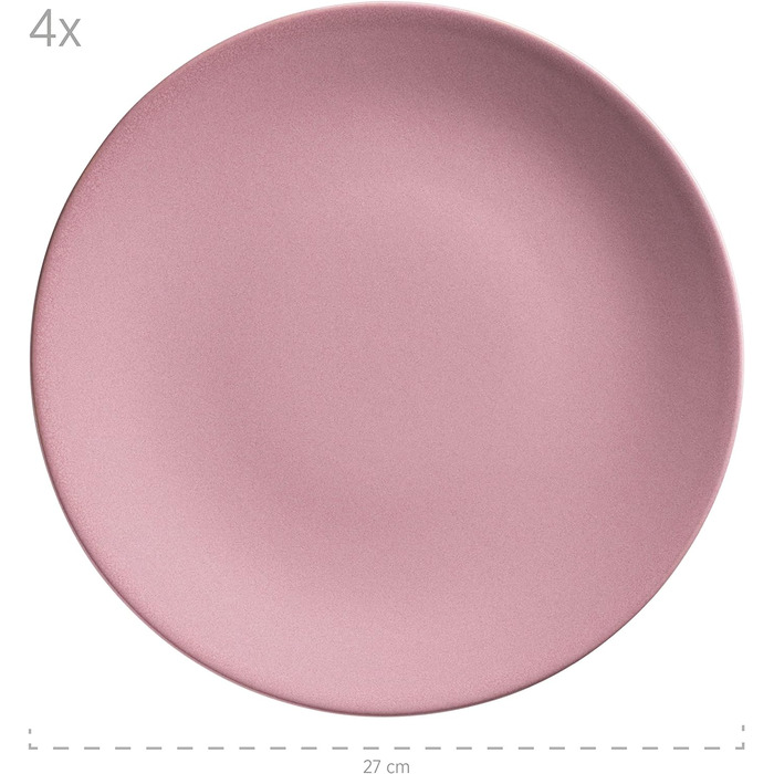 Набір посуду MSER 931545 Ossia на 4 особи в середземноморському вінтажному образі, комбінований сервіз з 16 предметів з кераміки (рожевий)