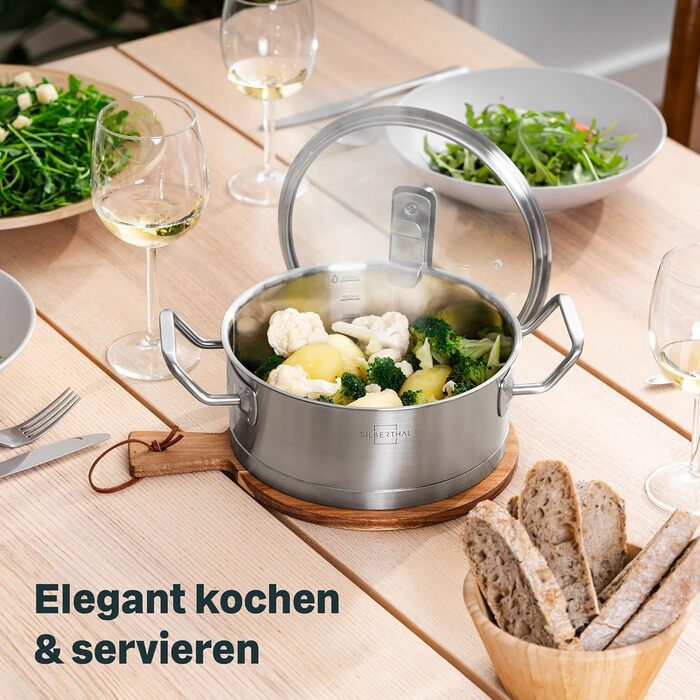 Каструля 2,5 л з підвісною скляною кришкою 20 см Silberthal