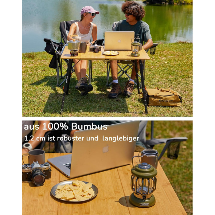 Складний бамбуковий стіл для кемпінгу 100 x 70 см KingCamp