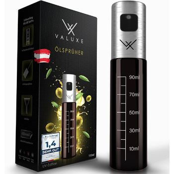 Масляний розпилювач VALUXE для кулінарної олії та оцту зі склом для захисту від ультрафіолету та розпилювальним фільтром - Пляшка з розпилювачем олії з нержавіючої сталі - Точний розпилювач оливкової олії, масляний розпилювач, масляний розпилювач (матова 