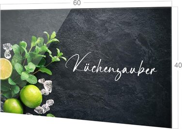 Скляний кухонний фартух GRAZDesign 4 мм Декоративний скляний фартух з квітковим мотивом Кухонний фартух сірого кольору - (Кухонна магія, 60x40 см)