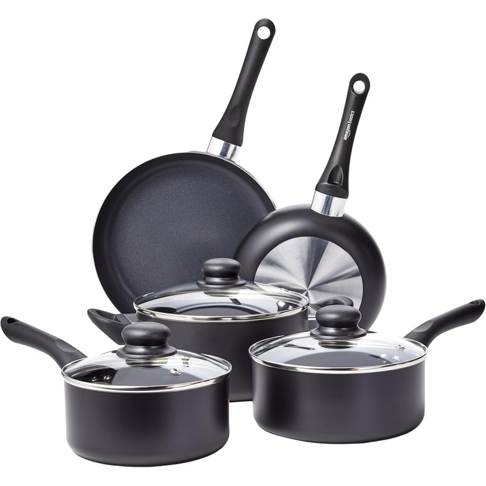 Набір посуду з антипригарним покриттям Kitchen-Profi Basics, чорний (8 предметів)