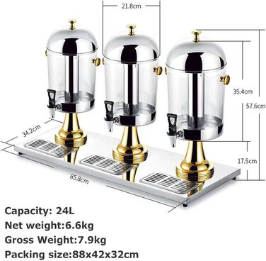 Диспенсер для напоїв професійний 24 л срібний Generisch
