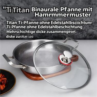 Титановая сервировочная сковорода 28 см со стеклянной крышкой Tovara Titanium Pro