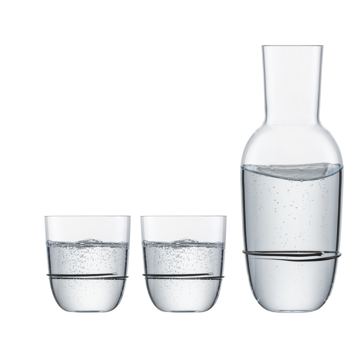 Графин для води зі склянками, набір 3 предмети, чорний Aura Zwiesel Glas