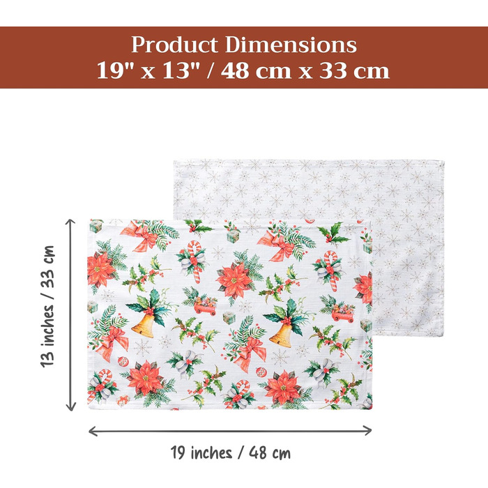 Бавовняні килимки для серветок, набір з 4 шт. , декоративні килимки для серветок, пасхальні килимки, що миються, для свят, вечерь, весни, літа (33 см x 48 см) (02 - Chromo), 39Hermine 100