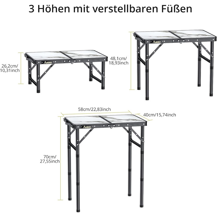 Складной мраморный белый кемпинговый стол Anbte