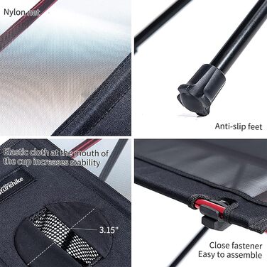 Ультралегкий складной стол для кемпинга черный Naturehike