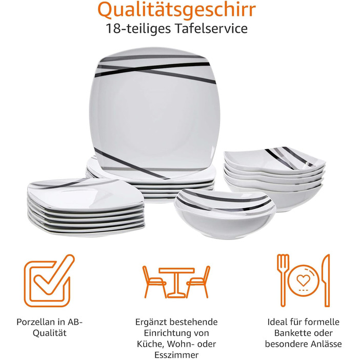 Набір посуду Kitchen-Profi Basics, 18 предметів, для 6 осіб (Modern Rays)