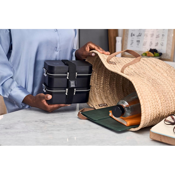 Ланч-бокс ZWILLING FRESH & SAVE з собою, включаючи столові прибори з нержавіючої сталі, ударостійкий, з функцією вакуумування, чорний