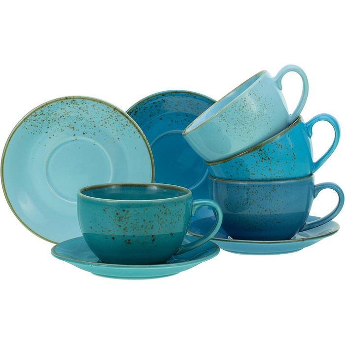 Набір чашок для капучино із блюдцями, 8 предметів, блакитний Aqua Nature Collection Creatable