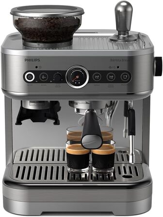 Напівавтоматична еспресо-машина Philips Barista Brew - одинарний та подвійний еспресо кнопка американо, подвійний бункер для зерен 280 г, інтуїтивно зрозумілі інструкції, калібрований тампер (PSA3228/41)