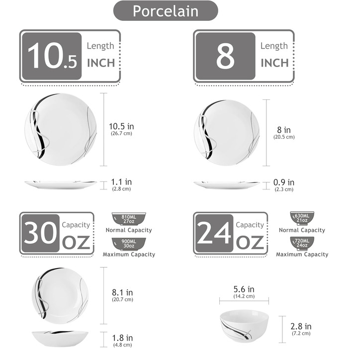 Набір посуду з 24 предметів на 6 осіб VEWEET