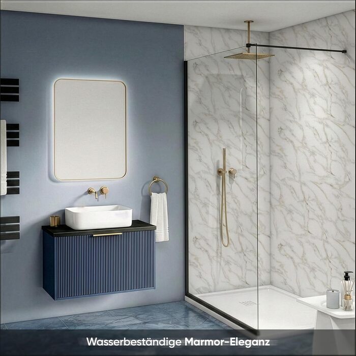 Стінові панелі IZODEKOR під мармур 60x120 см Панель для кухонного фартуха ПВХ-облицювання стін для кухні, ванної кімнати Бризкозахисний екран для кухні Водонепроникний та термостійкий ( панель, Calacada)