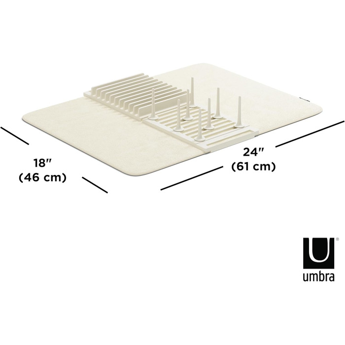 Подставка-сушилка для посуды с ковриком 61 х 46 см бежевая Udry Peg Umbra