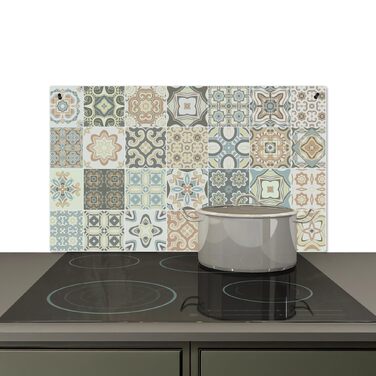 Фартух для плити, кухонний фартух, вініл, 78x52 см, декор для кухні, облицювання стіни, кришка плити - сіро-чорна (зразок - плитка, 51,5Д x 83Ш см)