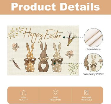 Набор из 4 пасхальных ковриков с милым кроликом 30 х 45 см YEAMLTE