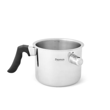 Ковшик с двойными стенками Fissman 14x11 см/1,1 л для водяной бани со свистком (5125)