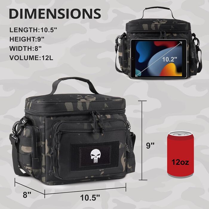 Термосумка 12 л чорний камуфляж Bunnychic