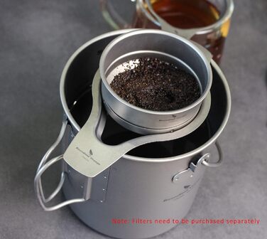 Безграничный Voyage Титановый сетчатый фильтр для кофе Pour Over Paperless Slow Drip Coffee Filter Открытый кемпинг Многоразовая пипетка для кофе Ti6001P (только подставка для фильтра (м))