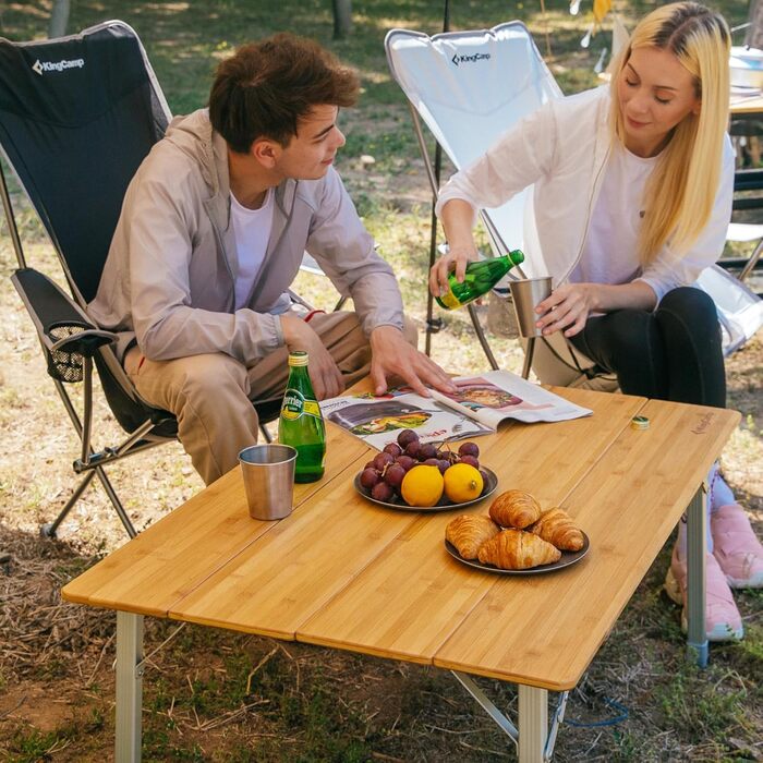 Складний бамбуковий стіл для кемпінгу 100 x 65 см KingCamp