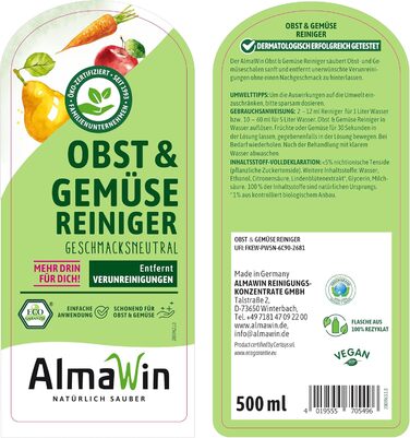 Засоби для миття овочів та фруктів 5 x 500 мл AlmaWin