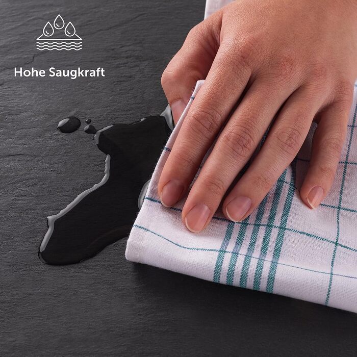 Набір із 10 кухонних рушників преміум-класу Blumtal - Високоякісні кухонні рушники, 100 бавовна, картаті, 50x70 см, 10 предметів (10 предметів, зелені)