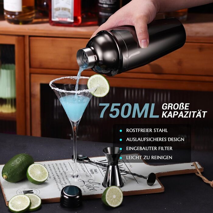 Набір для коктейлів 12 предметів чорний Lebarstor