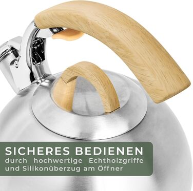 Чайник 2,2 л зі свистком, нержавіюча сталь WALDWERK