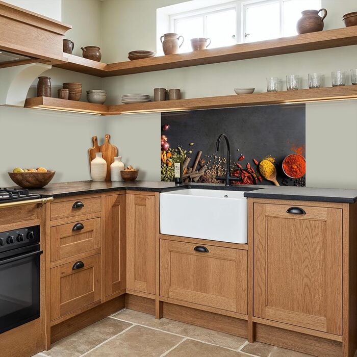 Кухонний фартух 60x80 см Самоклеючий захисний щиток для кухонної стіни Кухонний фартух Кухонні фасади Кухонні фартухи Кухонна стіна Вода - Пейзаж - (Трави - Їжа, 80 x 150 см)