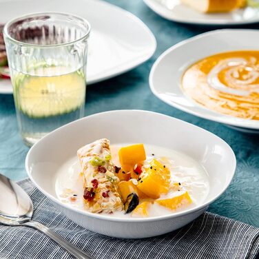 Серія Elisa, 12-предметний кремовий порцеляновий кавовий набір, кавові чашки та блюдця на 6 осіб для кави, чаю, десертів (білий, набір посуду (24 предмети))