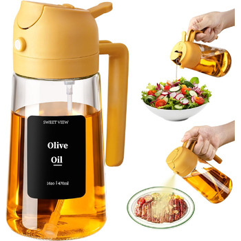 Дозатор та розпилювач олії 470 мл 2-в-1, жовтий SWEET VIEW