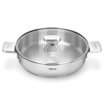 Сотейник Fissman PREMIUM ONE 26x6 см / 2,7 л зі скляною кришкою нержавіюча сталь (15093)
