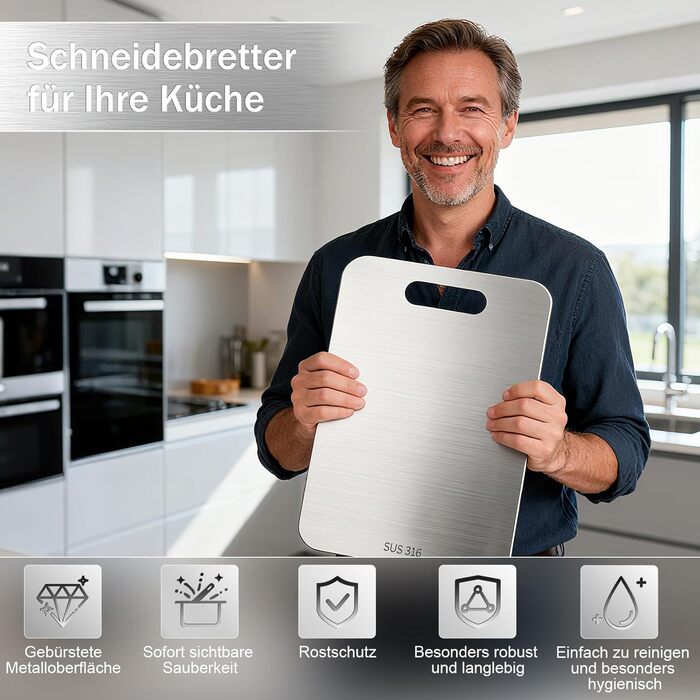 Набор из 3 титановых разделочных досок с губками для очистки Bafeil
