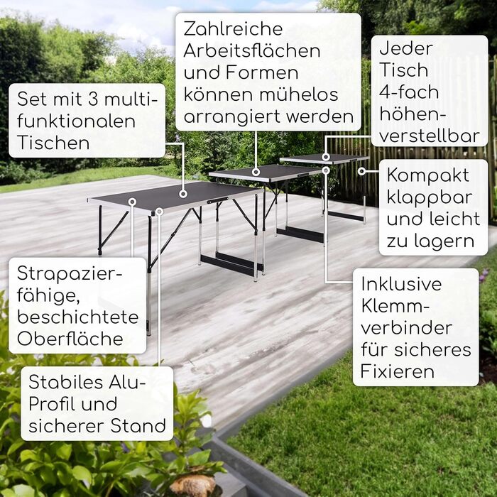 Стіл розкладний алюмінієвий з 3-х частин 100 x 60 см Raburg