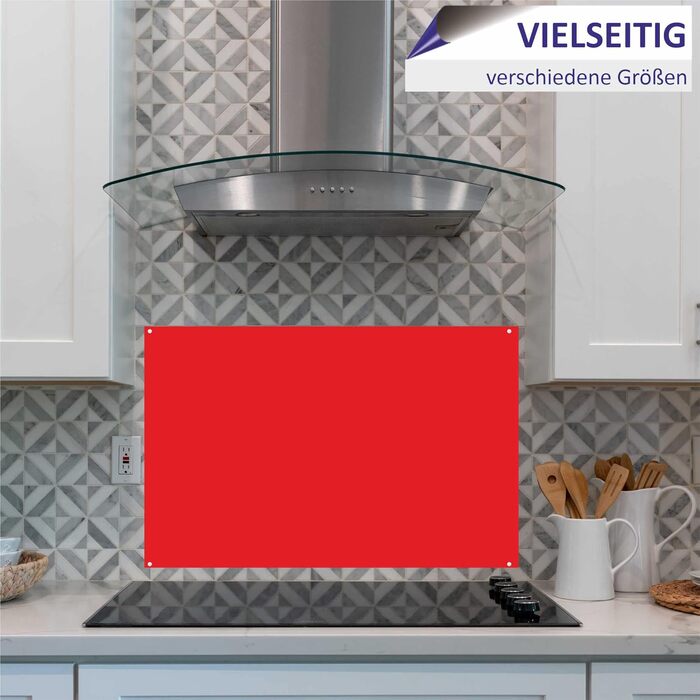 Кухонний фартух INDIGOS UG для плиткового фартуха - - - Термостійкий алюмінієвий композитний бризкозахисний екран - Сучасний кухонний фартух, що протирається - Плита та духовка - Облицювання стіни (Червоний, 130x60 см)