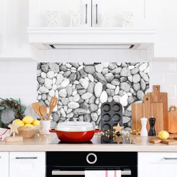 Дизайнерський кухонний фартух з алюмінієвого композиту, кухонний фартух, товщина 3 мм, 60x100 см, (сірий колір &quotпебблз&quot)