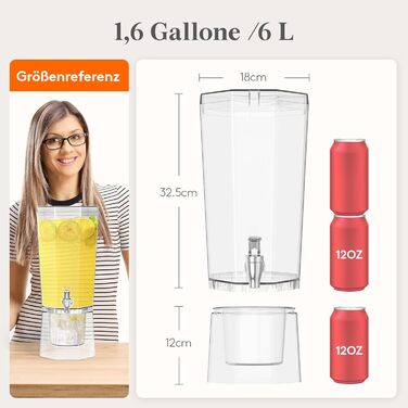 Диспенсер для напоїв з краном та підставкою, пластиковий диспенсер для води, лимонаду, соку та інших напоїв (2,6 л). Знімний стенд для зручного використання на вечірках.