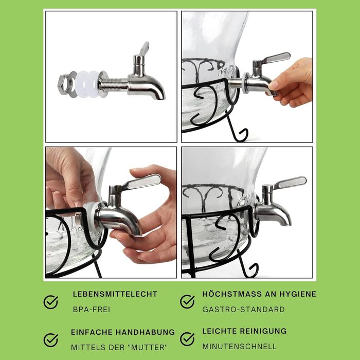 Диспенсер для напоїв на 10 л зі сталевим краном Monster24