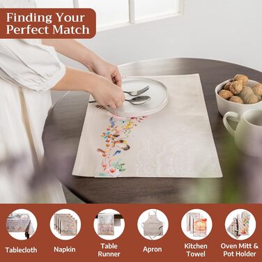 Бавовняні килимки, набір з 4 шт. , декоративні килимки, пасхальні килимки, що миються, для свят, вечерь, весни, літа (33 см x 48 см) (024 - Ібіца - бежевий), 39Hermine, 100