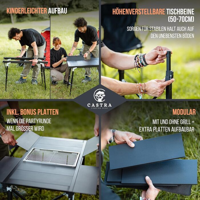 Кемпинговый стол со встроенным грилем Castra Camping Gear