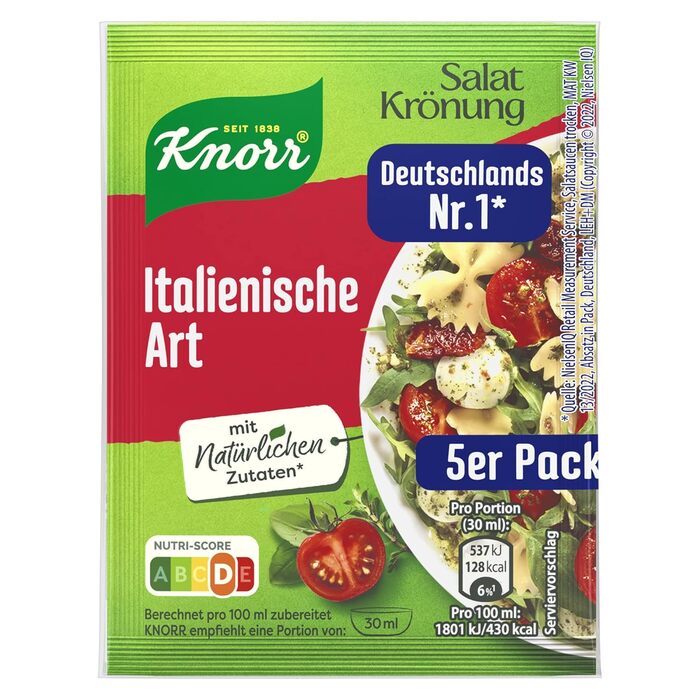 Італійська художня заправка Knorr Salatkrnung, упаковка 15 шт. (15 x 5 x 30 мл) (450 мл (упаковка 5 шт.))