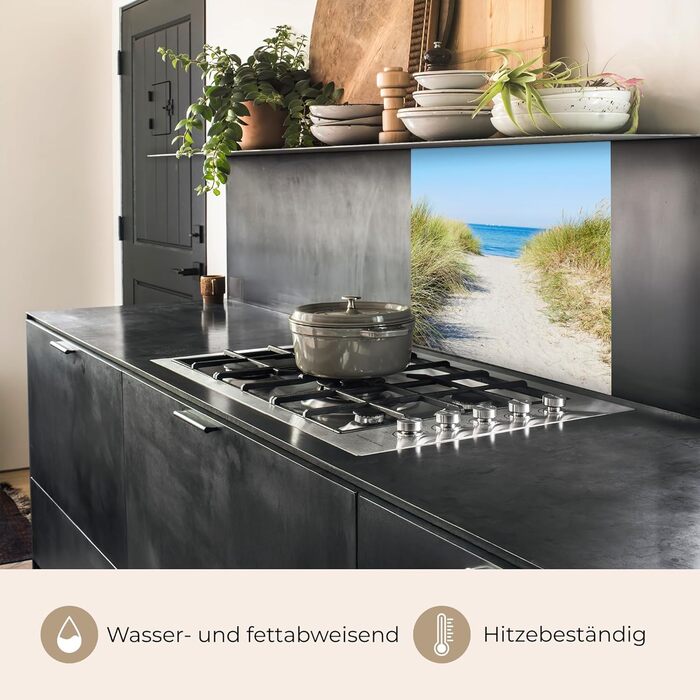 Кухонний фартух 60x80 см Самоклеючий настінний захисний екран для кухні Кухонний фартух Кухонні фасади Кухонні фартухи Кухонна стіна Вода - Пейзаж - (Пляж - Море, 80 x 80 см)